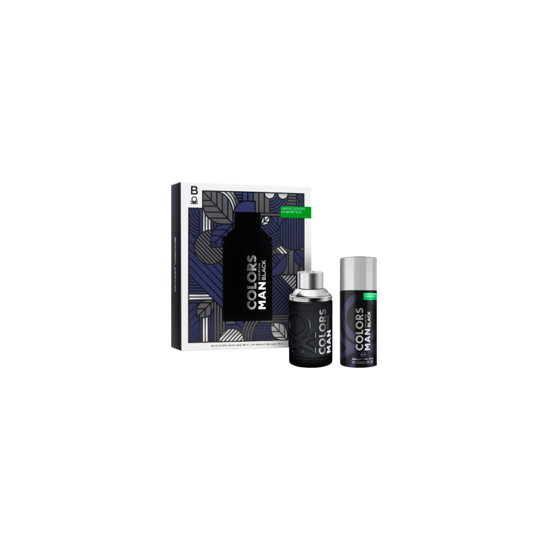 Fragancia Set Benetton Colors Black Edt 100 Ml + Desodorante 150 Ml para Hombre